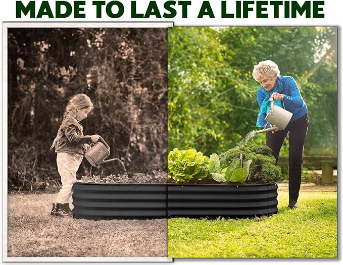 Galvanized Raised Garden Beds Outdoor // 4×2×1 ft Planter Raised Beds for Gardening, Vegetables, Flowers // Large Metal Garden Box (Black) // Patented Tool-Free Design