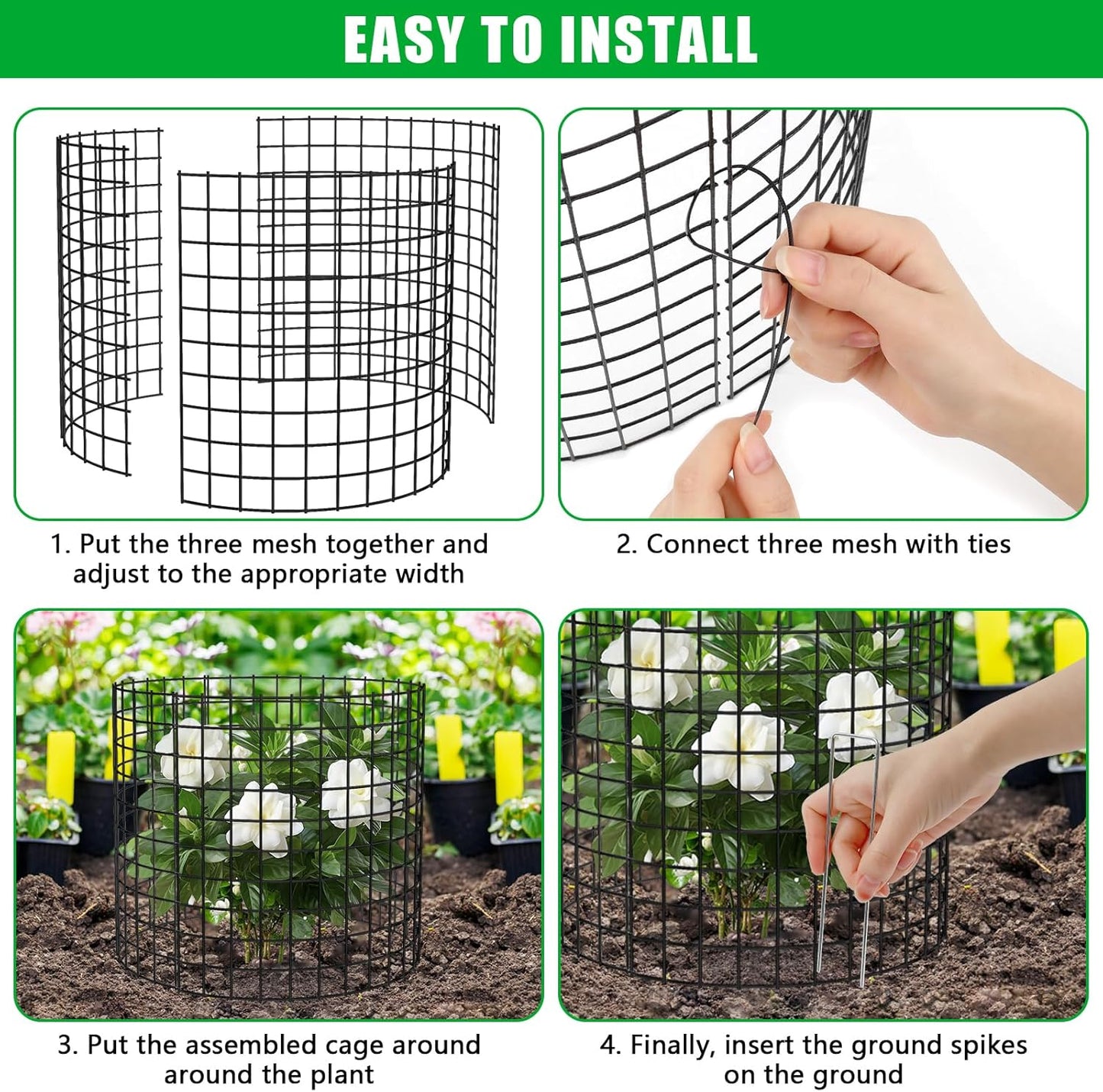 10 Pack Plant Protector from Animals, 13x12 inch Wire Plant Cages Mesh Plant Cage Garden Plant Protector, Sturdy Bunny Barricades Chicken Wire Cloche Plant Protectors for Keeping Bunny Animals Out