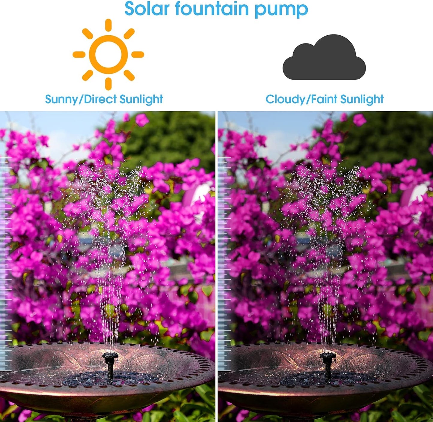 AISITIN Solar Fountain with 3.5 W Solar Panel, 1500 mAh Battery - 6 Effects for Pool, Fish Pond, Bird Bath, Garden