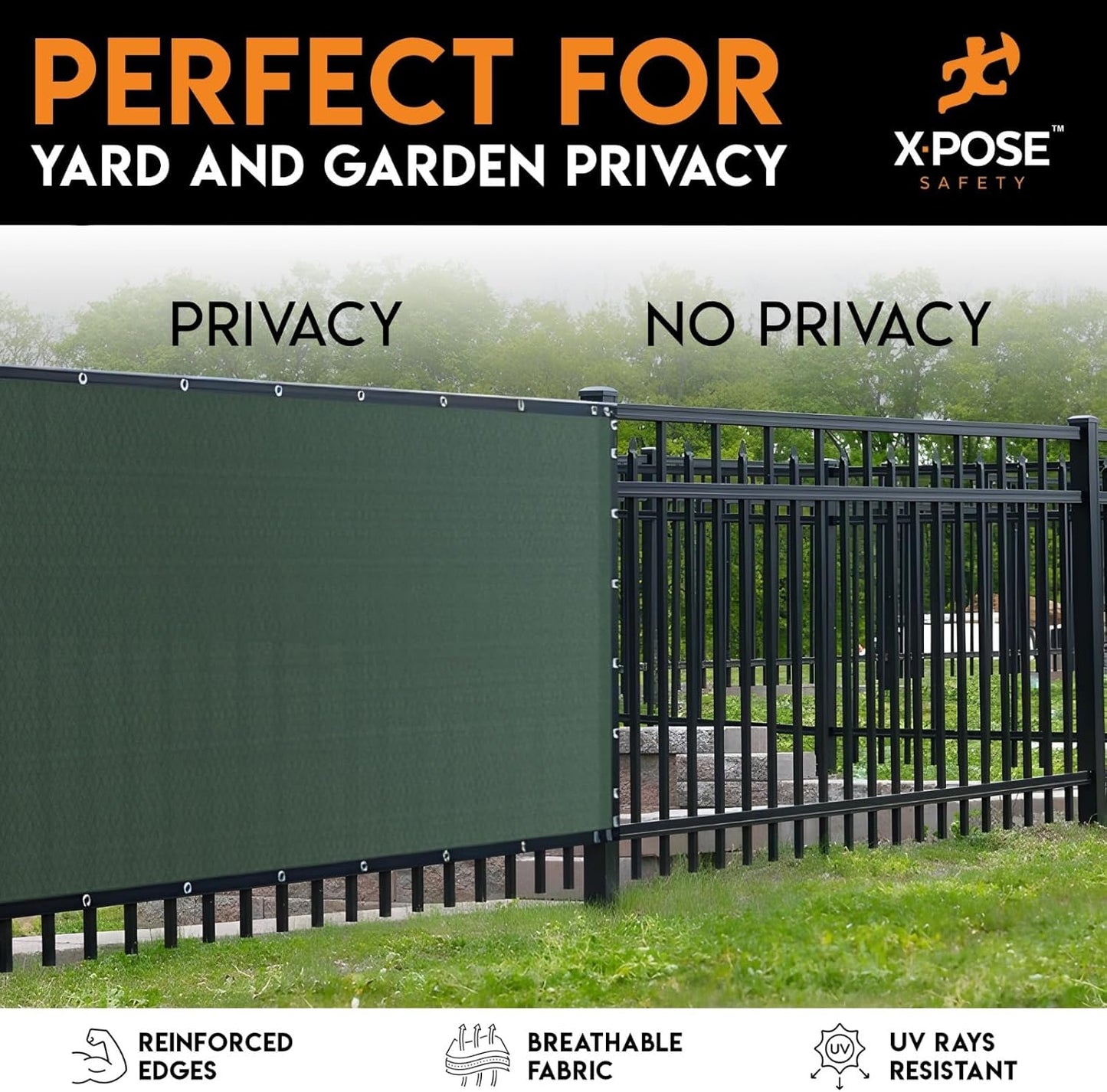 Xpose Safety Privacy Fence Screen 6’ x 50’ – Heavy Duty Green Mesh with 90% Visibility Block, UV Protection – for Garden, Yard, Nursery, Kennel, Dog Run, Greenhouse