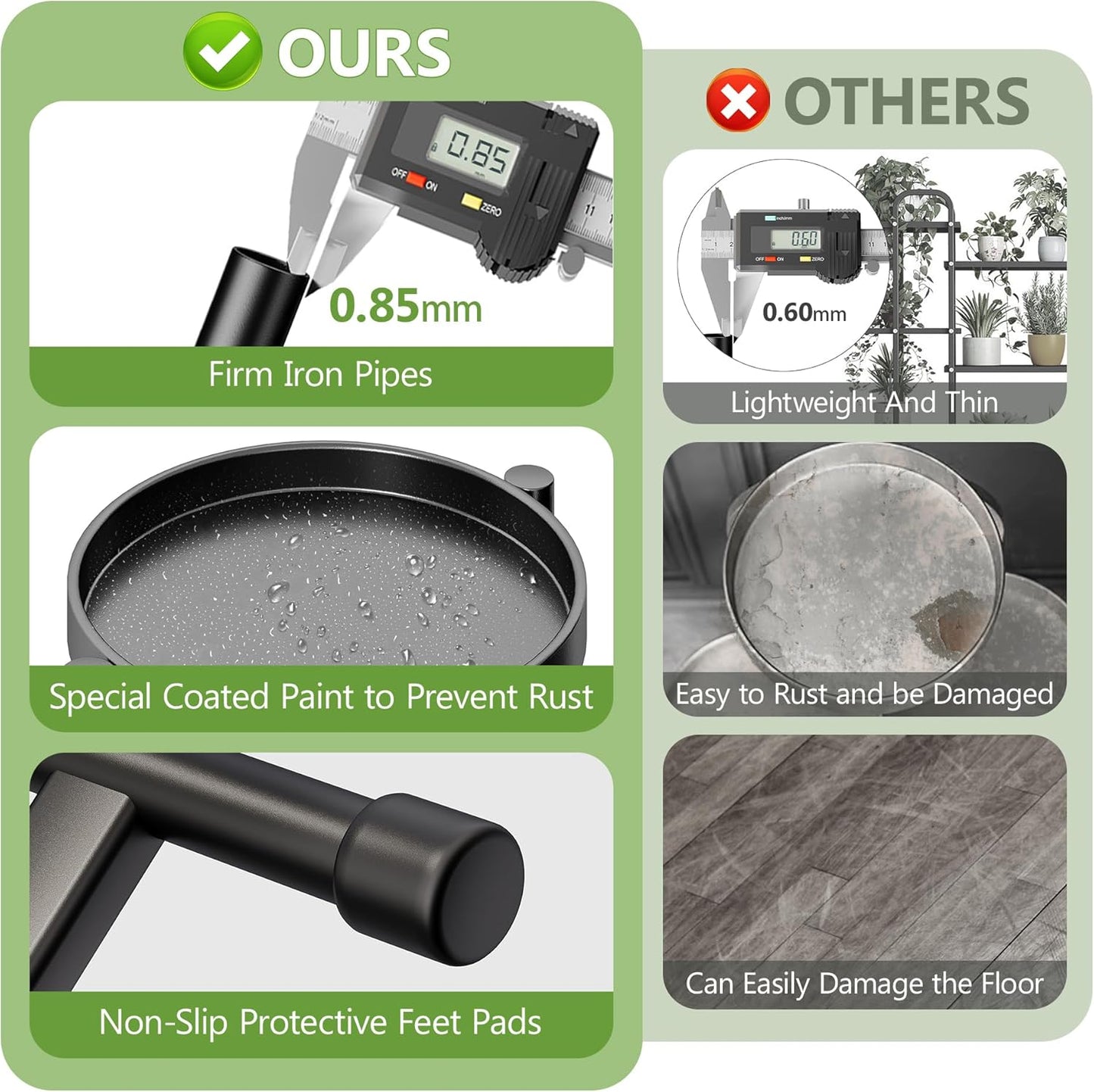 Plant Stand Indoor with Tray Metal 6 Tiered Corner Plant Holders for Multiple Plants Flower Pot Holder Display Stand for Living Room Balcony Garden Patio-Black