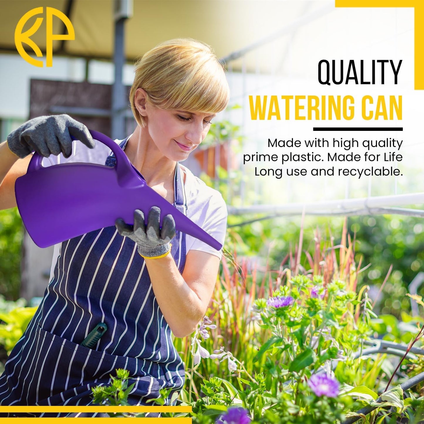 KP KOOL PRODUCTS Water Can 1/2 Gallon - Small Watering Can for Indoor Plants - Outdoor Water Can - Purple Plant Waterer - Plastic Watering Can for Garden