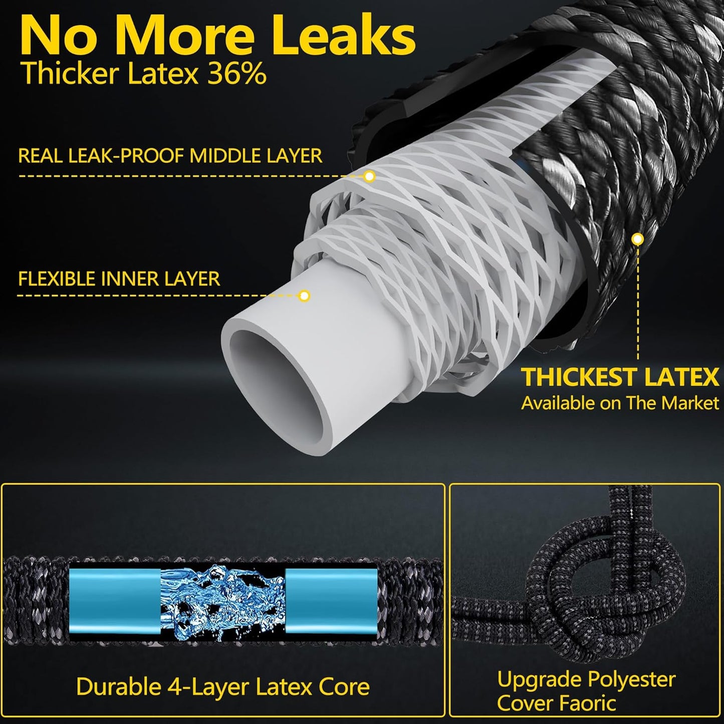 50 ft Expandable Garden Hose - Expanding Water Hose with 10 Spray Nozzles&3/4" Solid Brass Fittings - Retractable,Flexible，Lightweight No-Kink Free&Tangle Car Washing Pipe for Yard,Outdoor