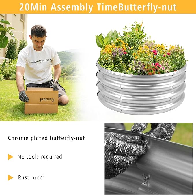 Outdoor Metal Galvanized Raised Planter Box,Rectangular Large Garden Bed Kit for Vegetables, Fruits, Flowers and Herbs 4X2X1 FT (3X3X1)