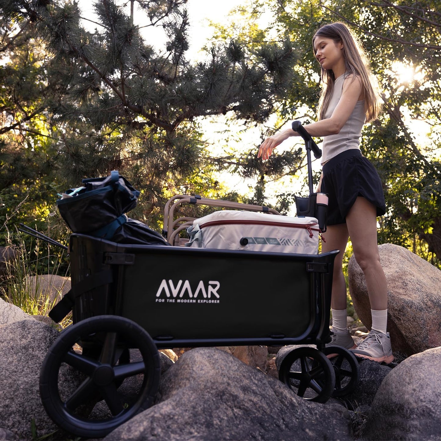 400lbs Large Capacity Collapsible Wagon Cart,Folding Utility Heavy Duty,All Terrain Big Wheels for Garden Camping Sports Outdoor Shopping, Black