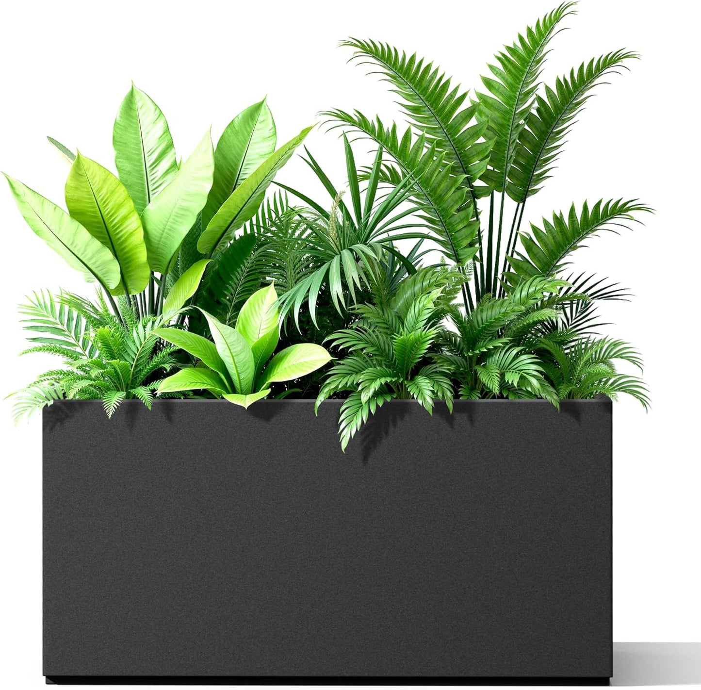 Metal Rectangular Planter for Outdoor Plants, Coated Large Planter Box with Drainage, Outdoor Patio PLanters with Sturdy Thickened Material for Yard, Garden