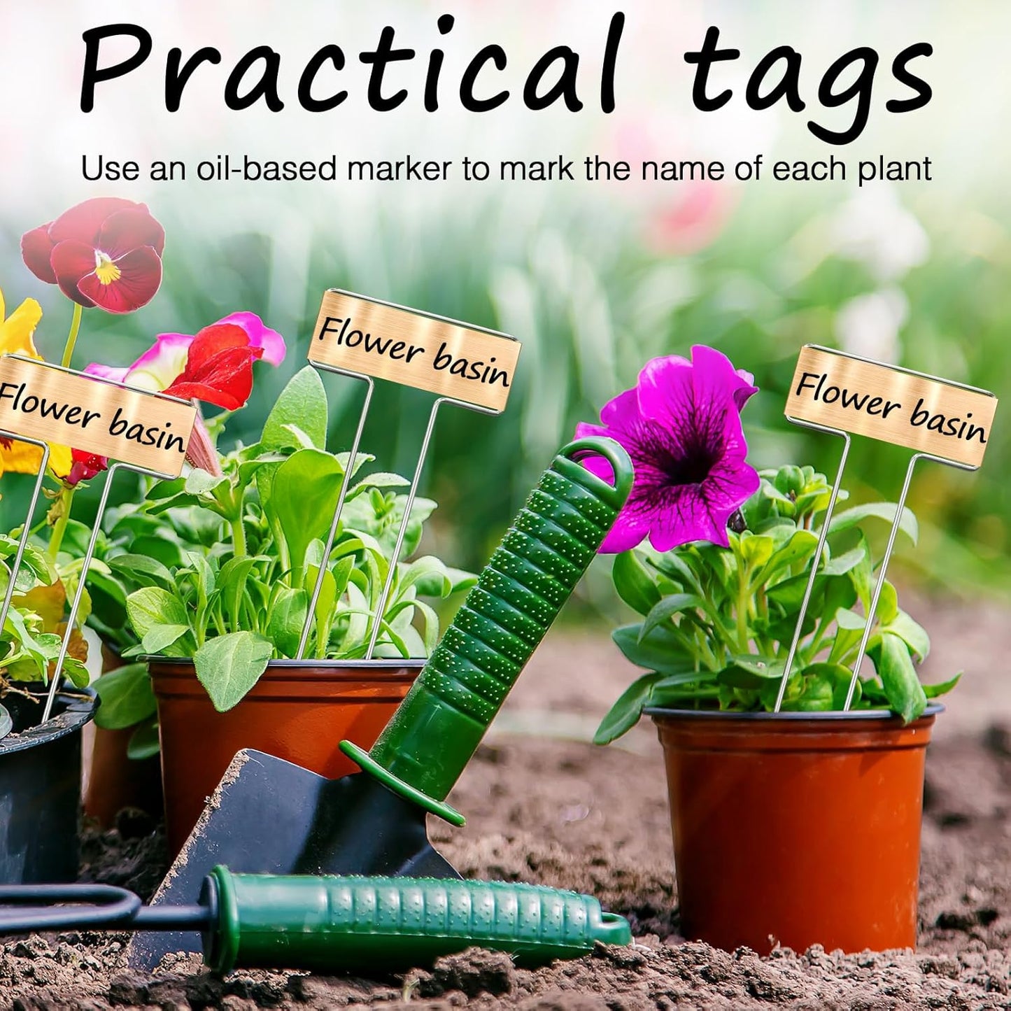 35 Pcs Copper Plant Markers,Metal Plant Label Stakes Marking Protection Seedling Signs Nursery Tags,Comes with 2 Water-Based Pens