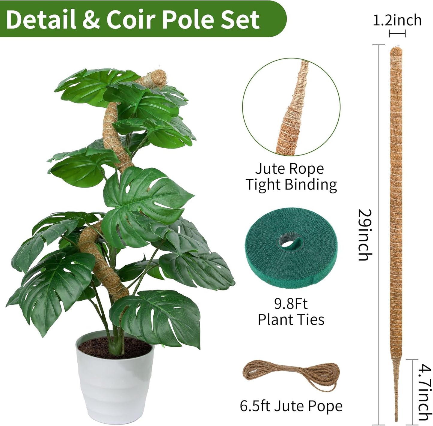 2 Pack Moss Pole, LveSunny 29 Inch Bendable Moss Pole Monstera Plant Support, More Flexible and Corrosion-Resistant Monstera Plant Support, Suitable for Potted Plants to Grow Upwards