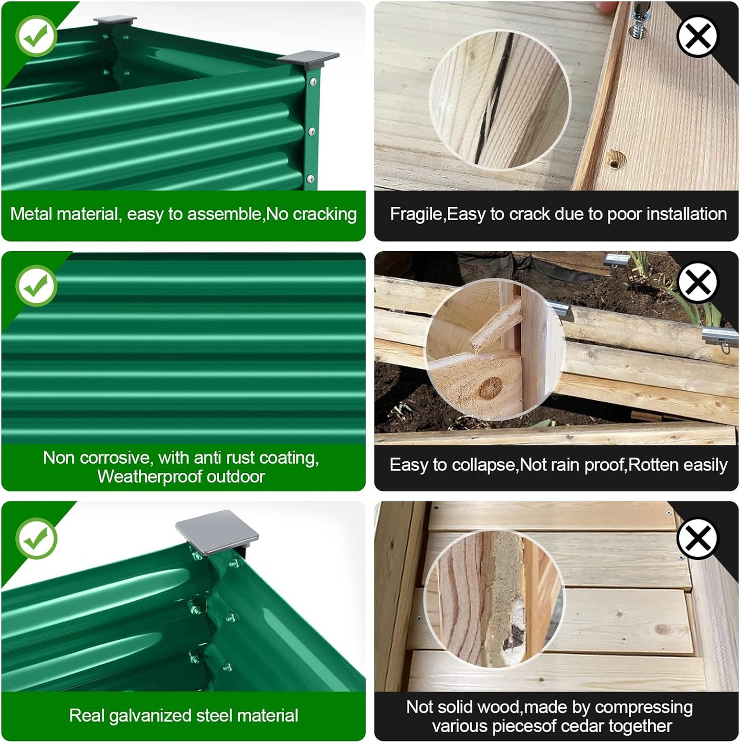 Land Guard Galvanized Large Metal Raised Garden Bed with Legs for Vegetables (Green)