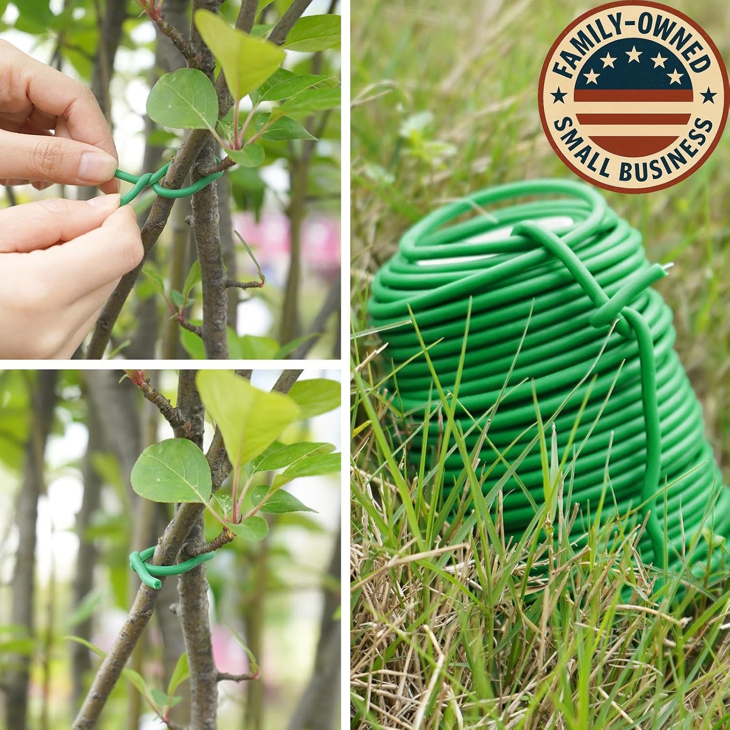 Decoroca Soft Plant Ties for Support - 65.6' Reusable Waterproof Plant Wire, 3.5mm Garden Twist, Office Organization and Decoration Binding（2pcs/Green）