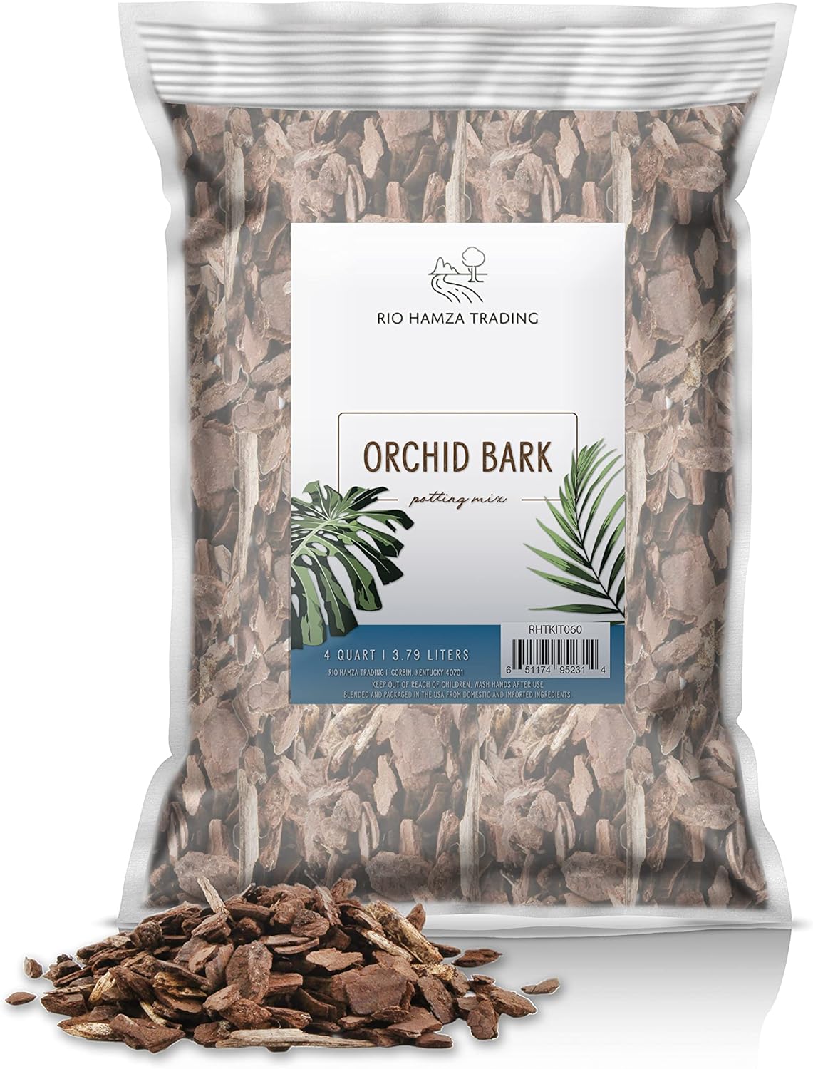 100% Organic Material All Natural Orchid Bark (4 Quarts), USA Sourced and Produced Orchid Bark Potting Mix, Orchid Potting Bark Bulk