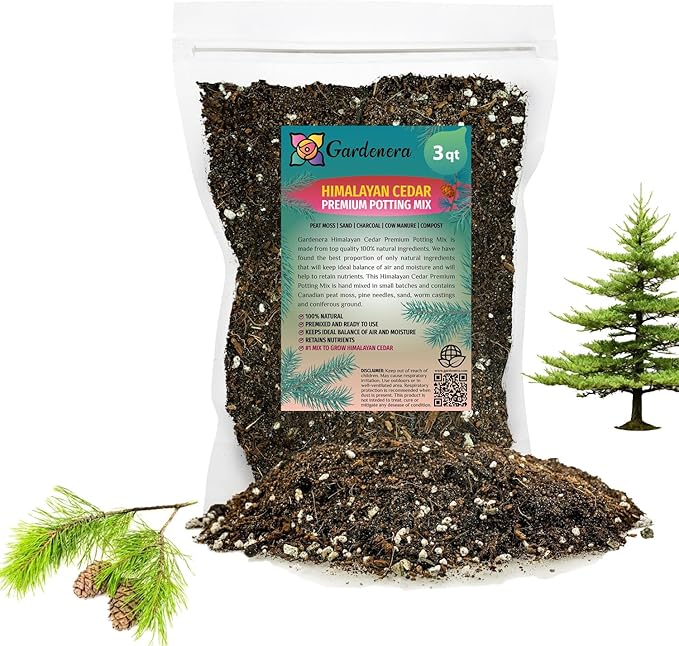 Premium Himalayan Cedar Potting Soil Mix - Perfect Balance of Nutrients, Drainage, and Aeration for Healthy Cedar Trees - 3 Quart