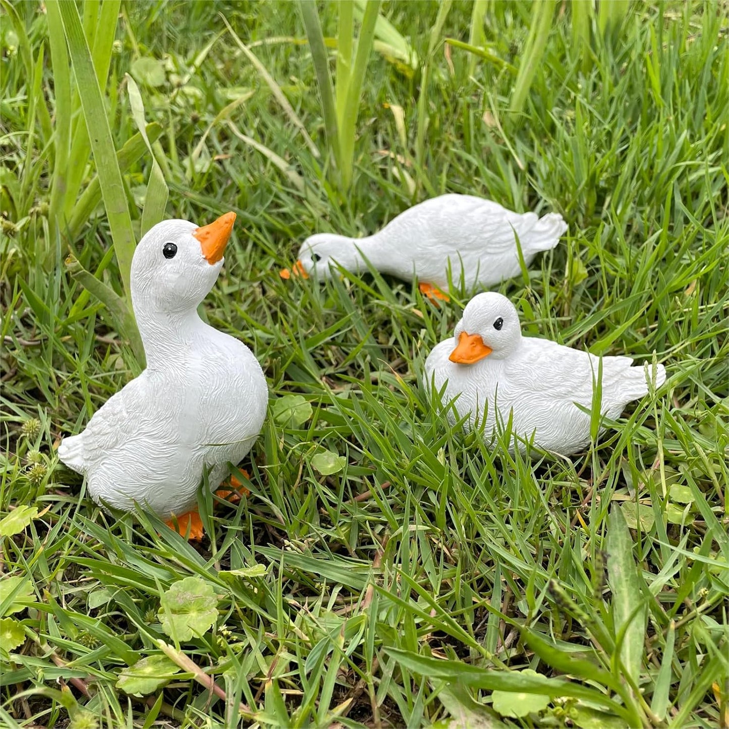 3PCS Garden Duck Statues Outdoor Decor, Garden Resin Duck Ornaments for Pond, Fish Tank, Yard, Poolside Rockery Landscape Decoration