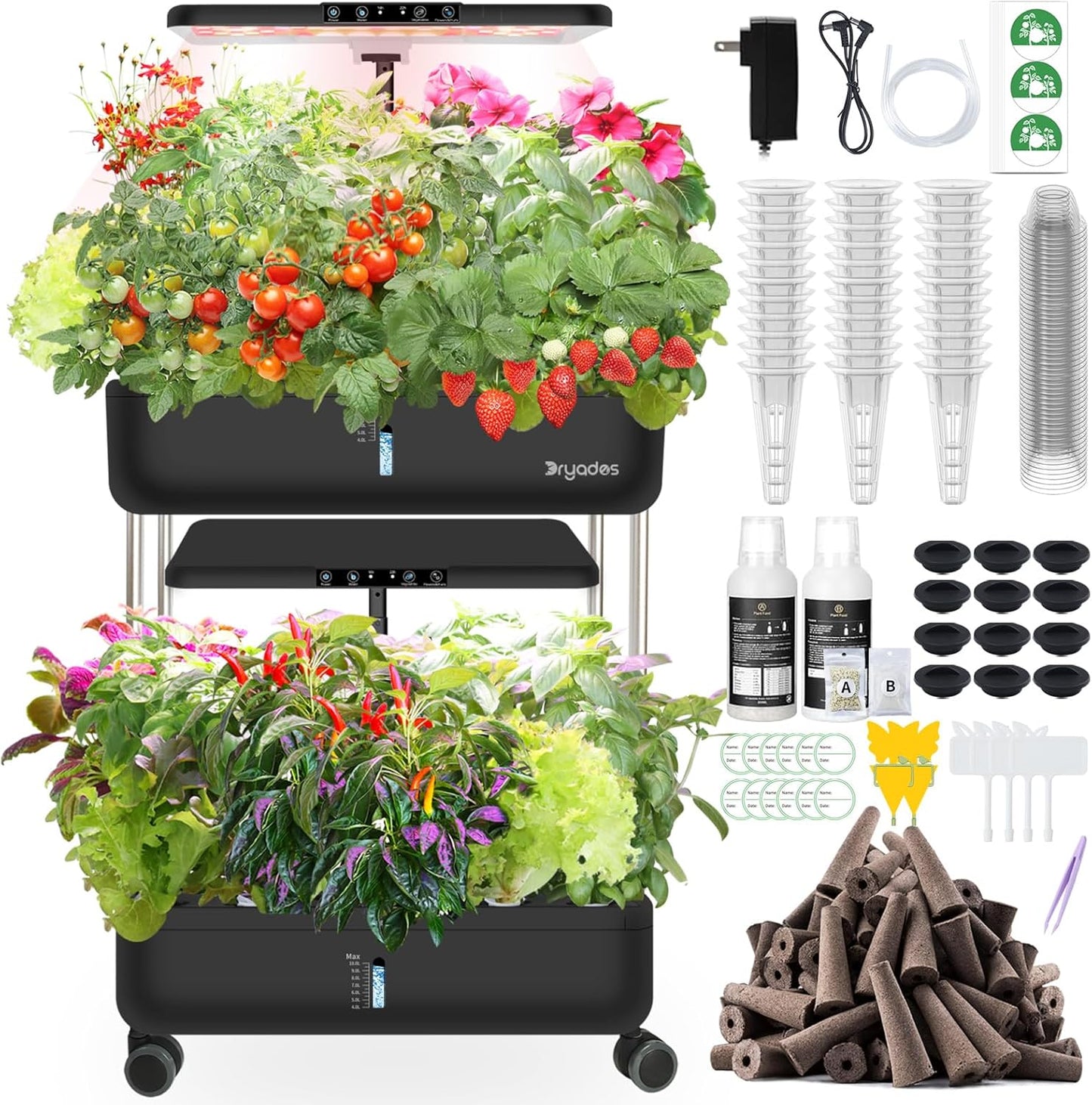 Hydroponics Growing System Indoor Garden - DRYADES 44 Pods Herbs Garden Kit Indoor with LED Grow Light Grow Anything Plants Germination Kit (No Seeds) Harvest Vegetable Lettuce for Home Kitchen