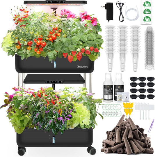 Hydroponics Growing System Indoor Garden - DRYADES 44 Pods Herbs Garden Kit Indoor with LED Grow Light Grow Anything Plants Germination Kit (No Seeds) Harvest Vegetable Lettuce for Home Kitchen
