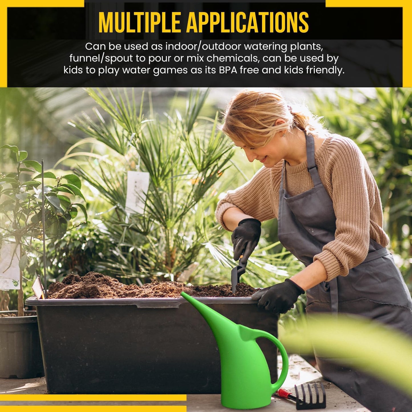 KP KOOL PRODUCTS 1/2 Gallon Watering Can - Small Plastic Green Plant Waterer for Indoor & Outdoor Use - 1 Pack