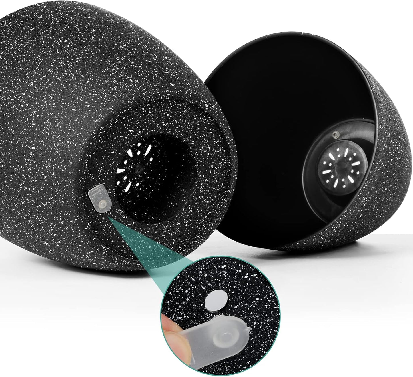 Vanavazon Plant Pots 9/8/7 Inch Set of 3 Flower Pots Indoor Outdoor Plastic Planters with Drainage Hole and Tray (Speckled Black)