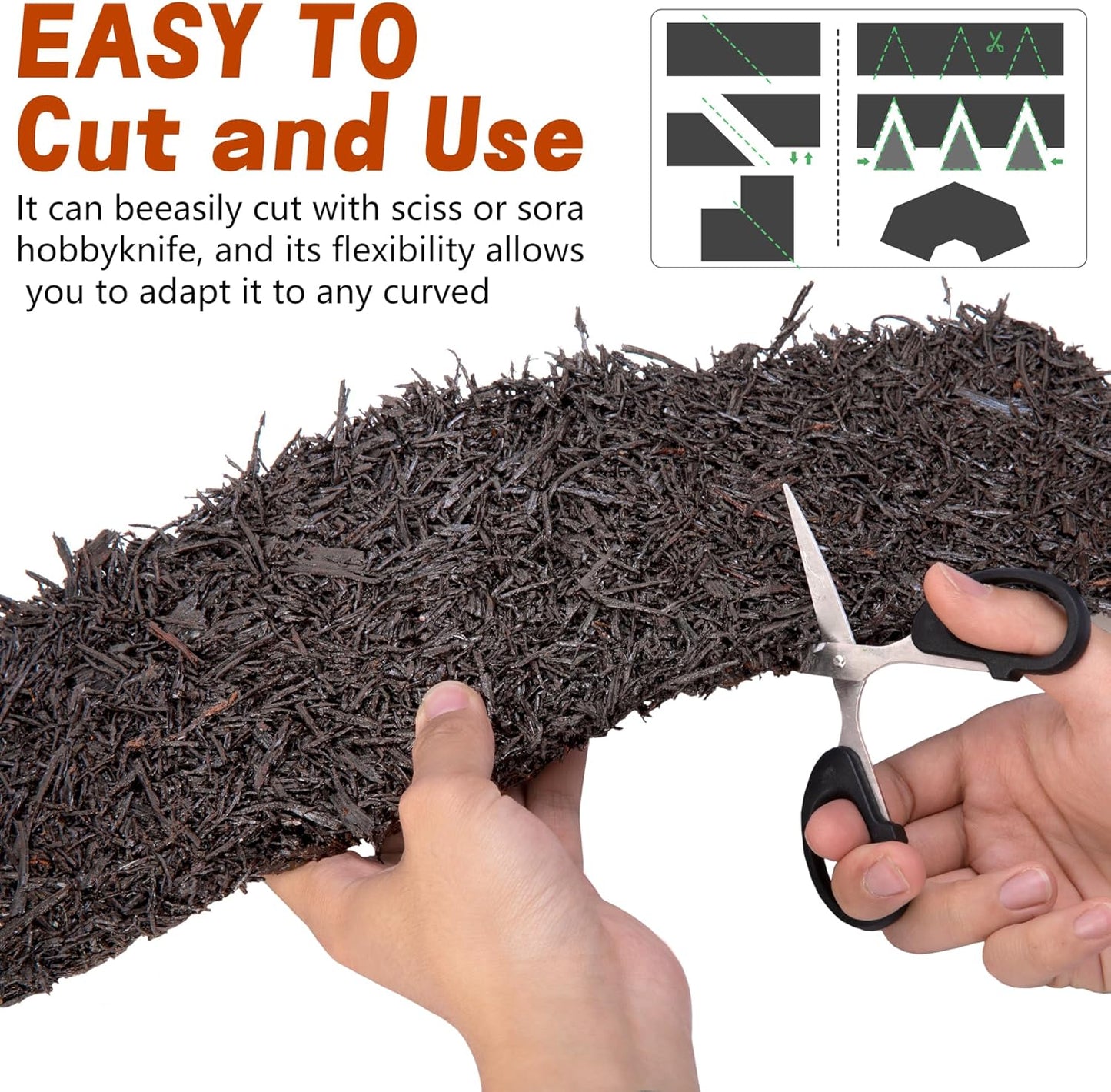 DECOHS 140" x 5.5" Recycled Rubber Mulch Mat Roll for Landscaping, Permanent Garden Pathway Mulch Barrier, Rubber Mulch Walkway Pathway Mat for Plants, Vegetable and Flower Outdoor (Brown)