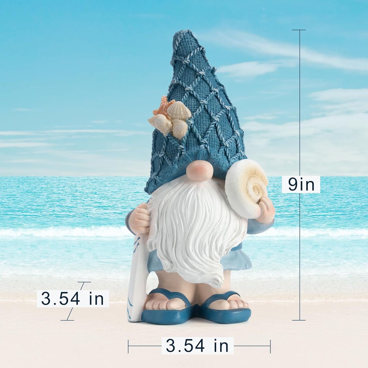Garden Sea Gnome Statue Decoration Indoor Outdoor Resin Beach Gnome Sculpture for Home Office Desktop Bathroom, Summer Pool Decoration Outdoor Gifts (Surfboard)