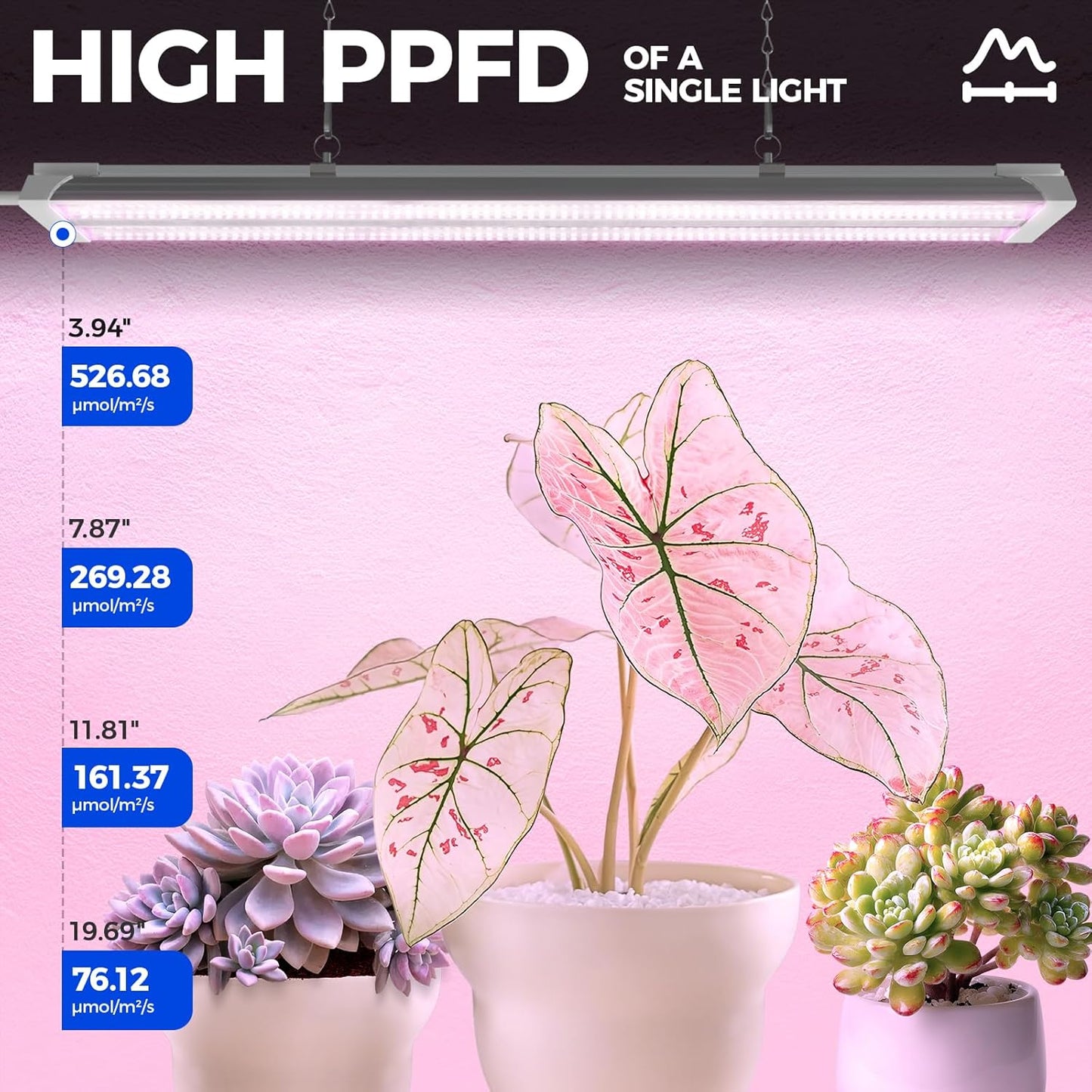 Barrina TX36 2FT LED Grow Light, 36W(200W Equivalent), High PPFD, Full Spectrum, Hanging Plant Lights for Indoor Growing, Grow Lights for Seed Starting, Vegetables with On/Off Switch, Linkable, 1 Pack