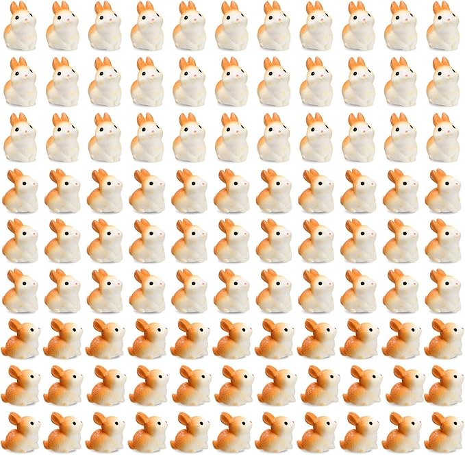 Marsui 100 Pcs Bunny Miniatures Figurines Rabbit Miniature Accessories Easter Garden Landscape Garden Rabbit for Easter Garden Accessories Dollhouses Decoration(Lively Rabbit)