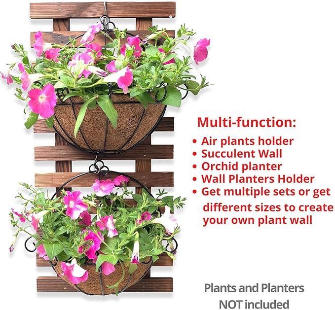 ShopLaLa Wall Planter - Wooden Hanging Planter for Indoor Plants, Plant Stand, Air Plant Succulent Holder, Vertical Garden. Large Wall Decor for Living Room, Room Decor for Teens, 60cm (23.6")