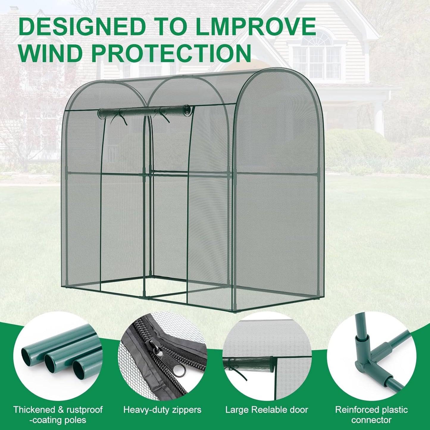 Crop Cages for Garden Plant, 6.6x3.3x6 Ft Plant Protection Tent with Zippered Door, Raised Bed Cover, Garden Bed Cover with Frame, Wind-Resistant Plant Cages for Outdoor Plants Vegetable Flower
