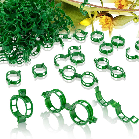 200Pcs Secured Plant Support Clips - Tomato Clips for String Trellis, Grape Vine Grid Clamp for Garden Netting Climbing Plants, Fixing Stem and Vine (Green)