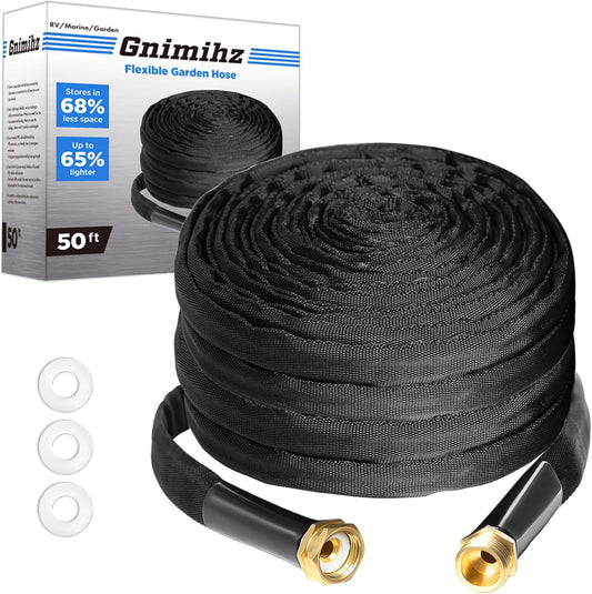 3/4" Garden Hose 50ft, Made of TPE(BetterThan PVC), Ultra-Light & Flexible Water Hose with Solid Brass Fittings, Non-Shrinking, Easy to Storage, Drinking Water Safe Material, All-weather