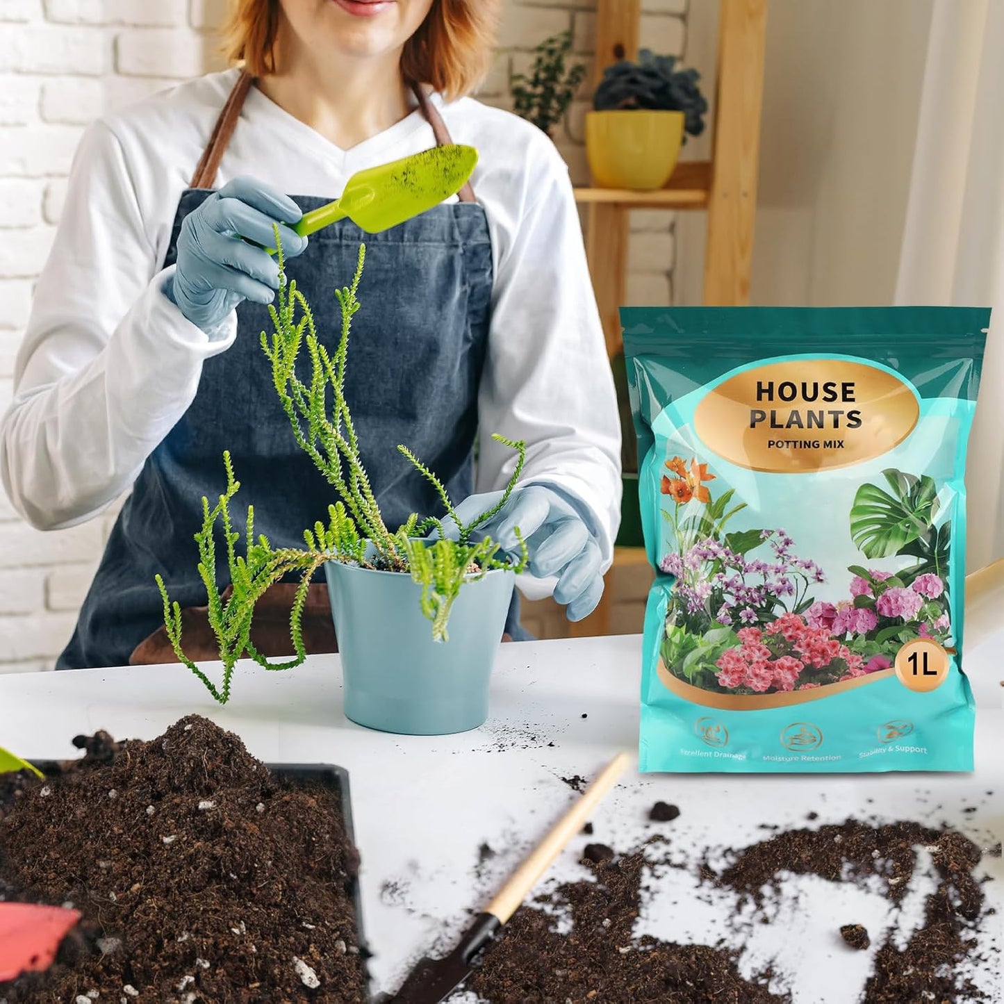 Potting Soil Mix 1qt for Indoor Plants, Organic Houseplant Soil Well Draining Dirt Ready to Use, Fit for House Plant Like Pothos, Philodendron, Monstera, African Violet
