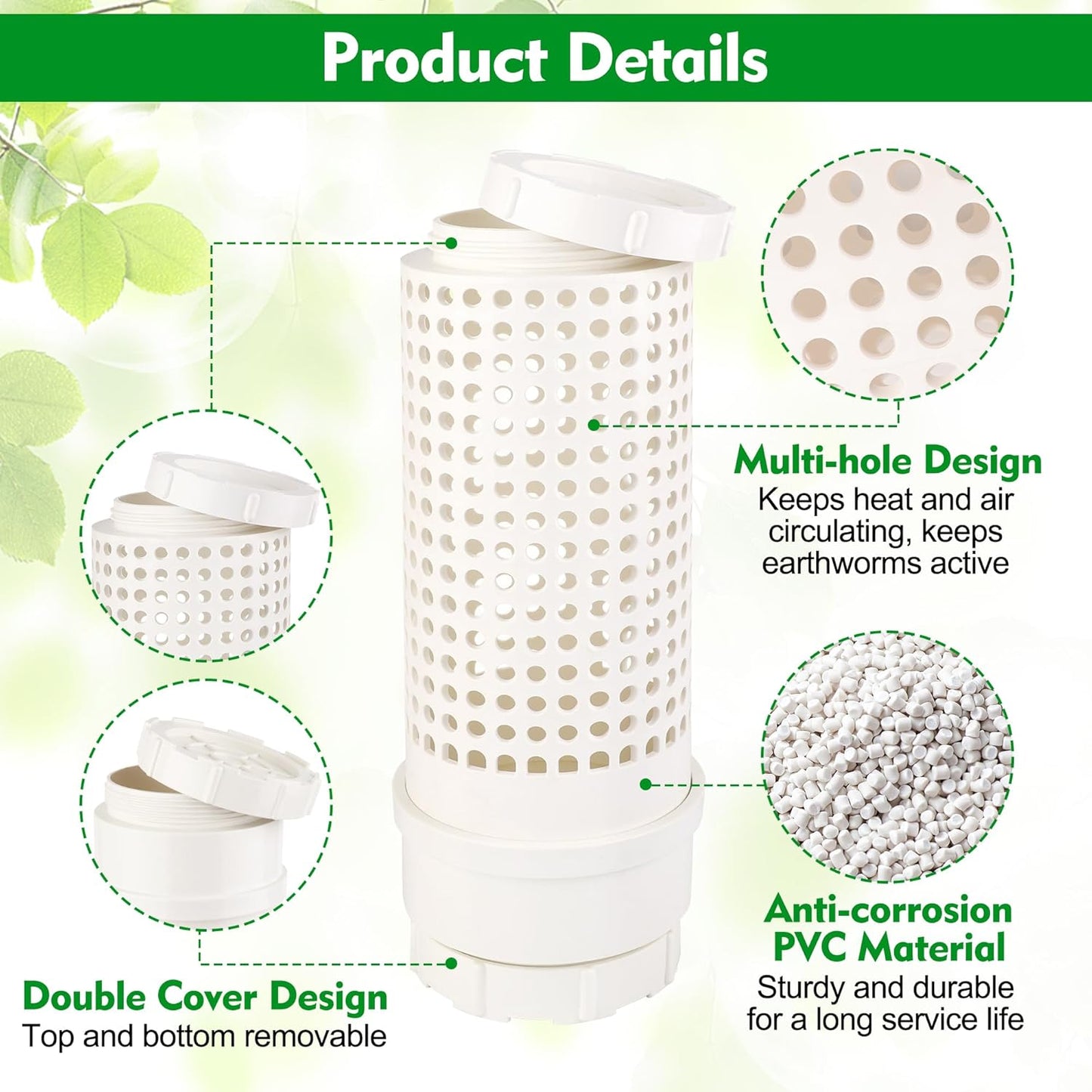 2 Packs Inground Worm Composter, Outdoor Worm Farm Compost Bin Kit with Lid for Raised Garden Beds, Reducing Food Waste Composting Systems - with Shovel & Gloves