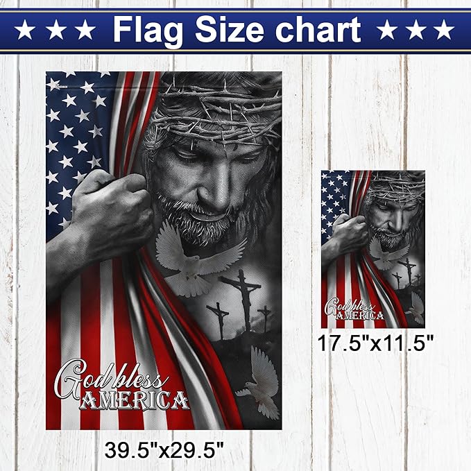 FLAGWIX Christian American Flag, God Bless America Flag - 4th of July, Independence Day Decorations for Home, Garden, 30x40 House Flag - USA Flags Premium Polyester, Decorative Indoor Outdoor Flag