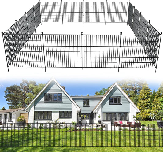15 Panels No Dig Decorative Outdoor Garden Fence for Yard, 32 in(H) X 35.4 ft(L) Animal Barrier Fencing Rustproof Metal Wire Panel Border for Dog, Rabbits, and Patio Temporary Ground Stakes