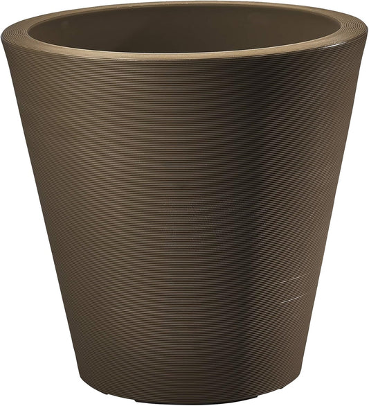 Crescent Garden Madison Planter– Weather-Resistant, Double Walled Indoor/Outdoor Plant Pot with Drain Hole – Durable All-Season Flower Container, 20" W (Mocha)