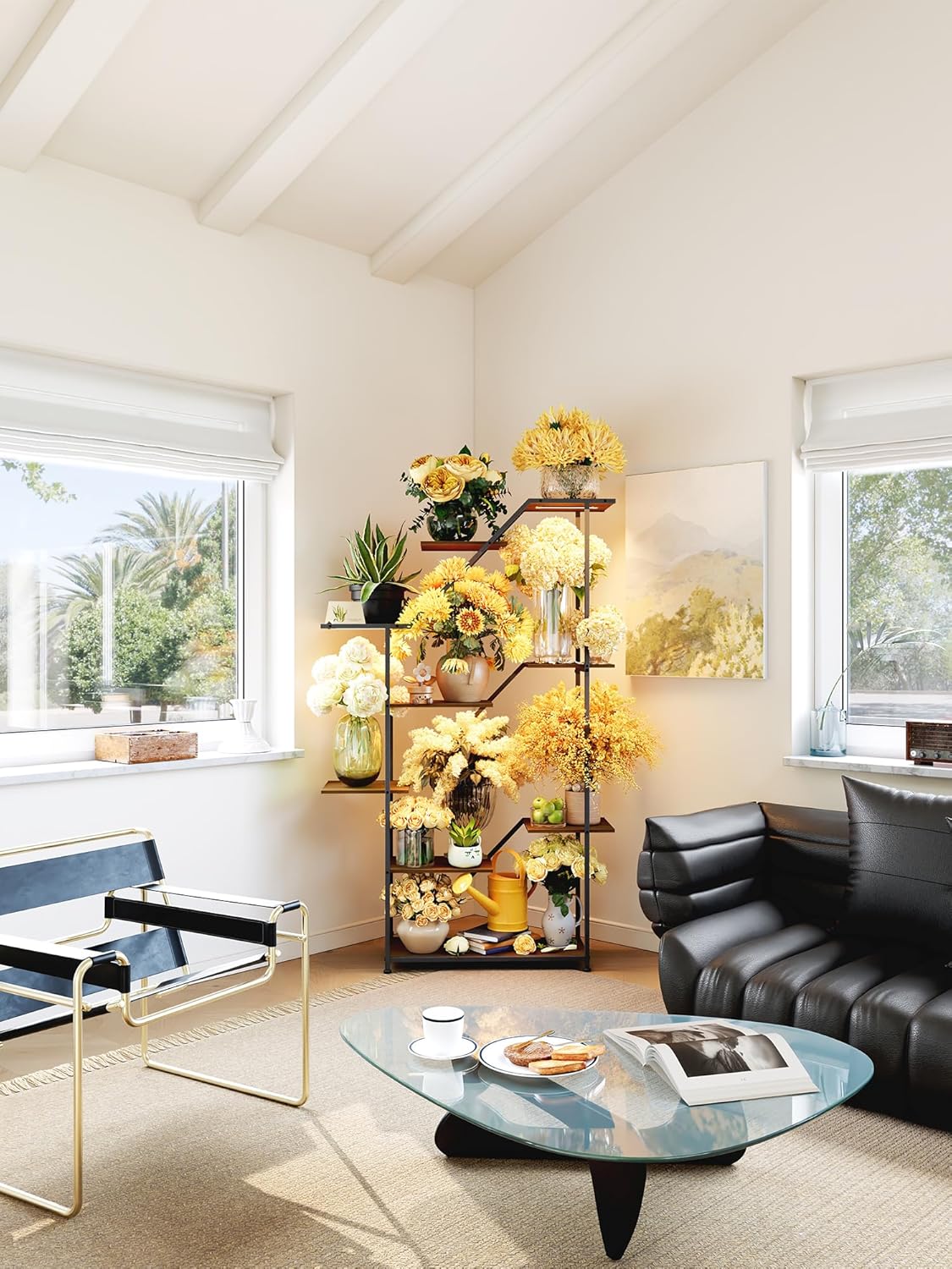 Lighted Plant Stand with Grow Lights – Multi Tier Metal Shelf Rack for Indoor Succulent Flower Tree or Herb Display