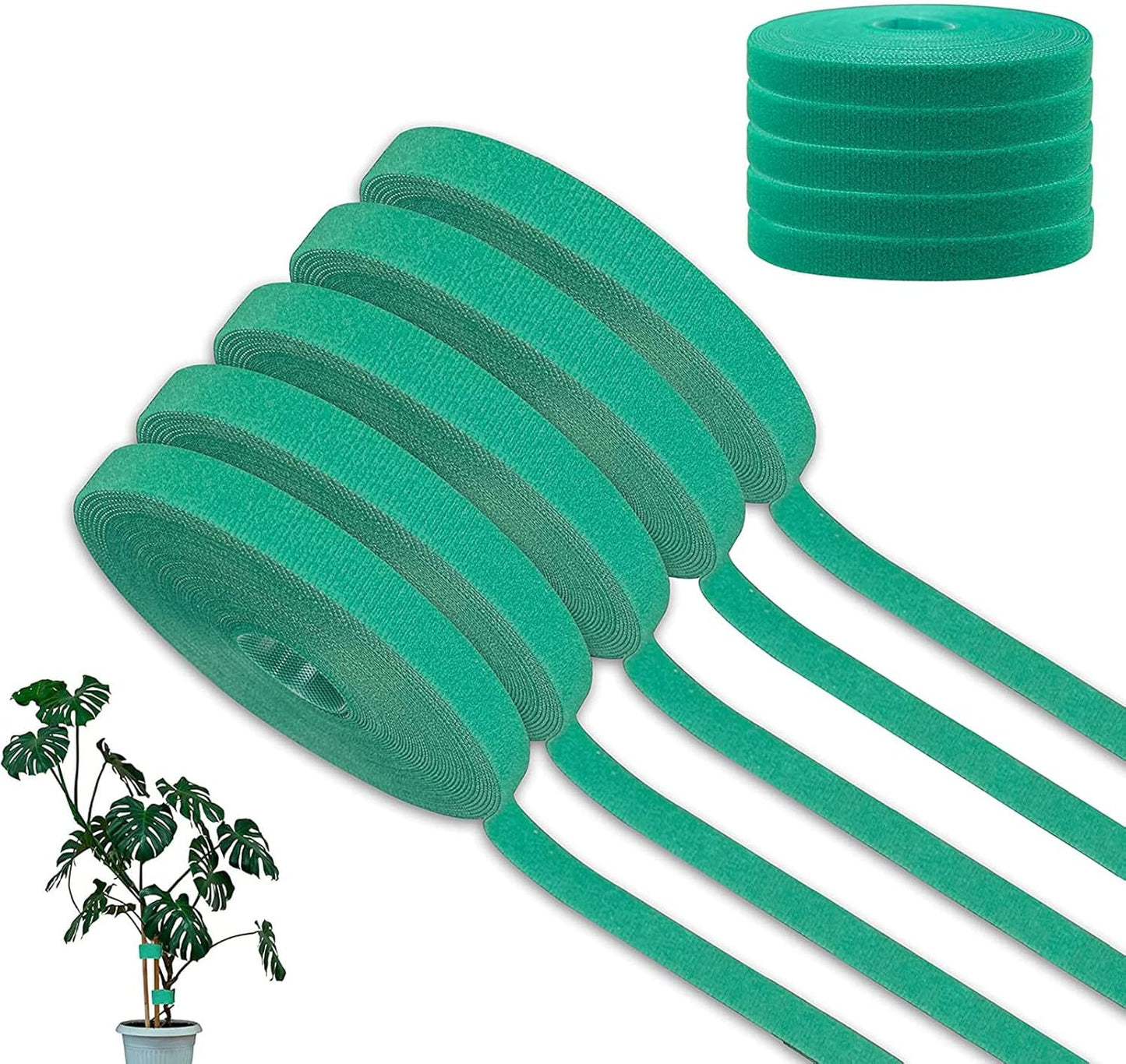 5 Rolls Garden Tie Green Tape - Twist Ties for Plants 1/2" 165ft Garden Plant Ties Soft and Tomato Plant Ties - Plant Twist Tie for Plant Gardening, Home, Office
