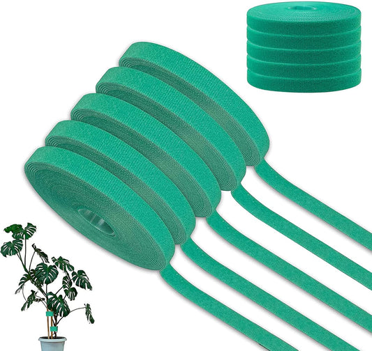 5 Rolls Garden Tie Green Tape - Twist Ties for Plants 1/2" 165ft Garden Plant Ties Soft and Tomato Plant Ties - Plant Twist Tie for Plant Gardening, Home, Office