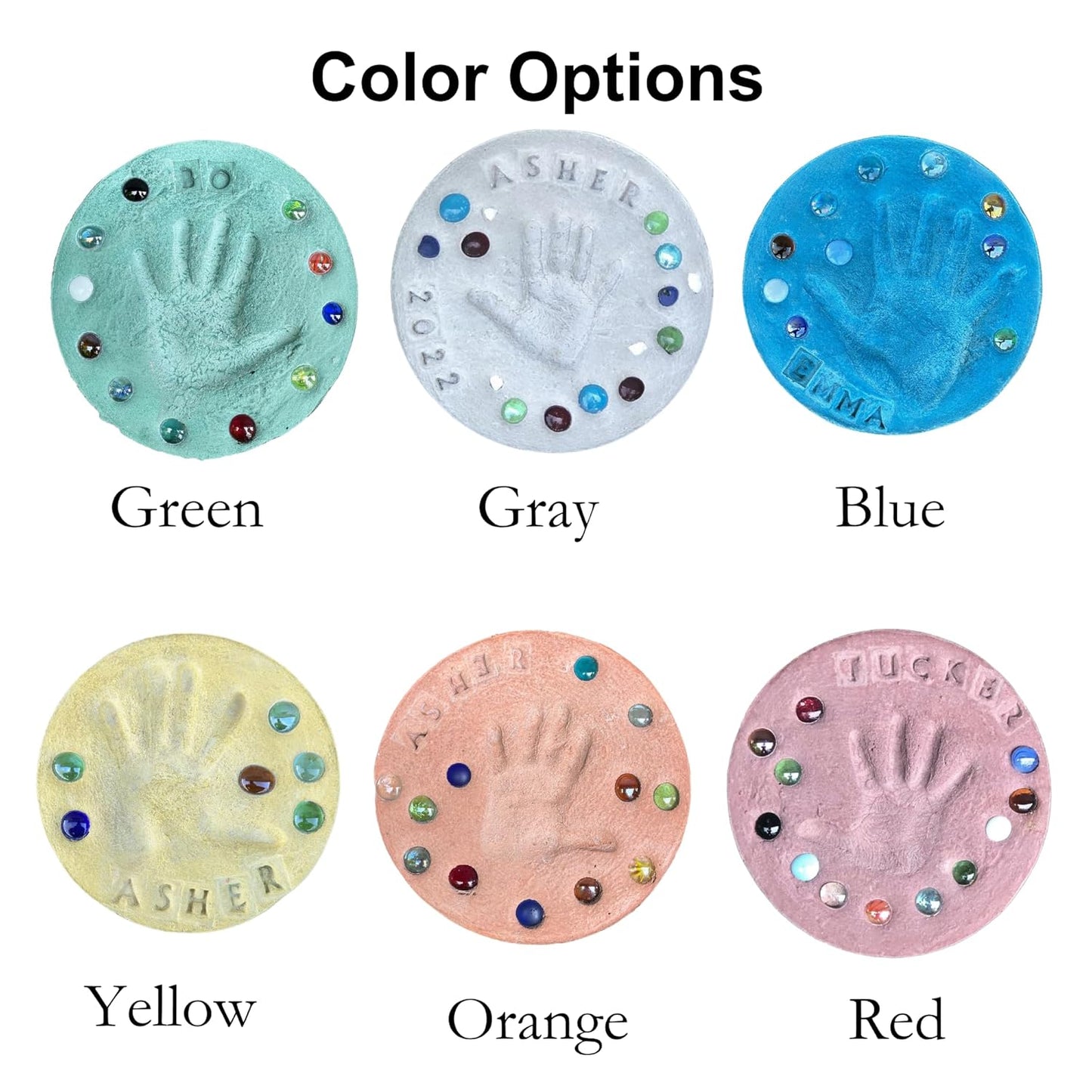 DIY Stepping Stone Kit with Color Pigment, Handprint Stepping Stone, Mother's Day Gift, Footprint Stepping Stone (8 Inch, Orange)