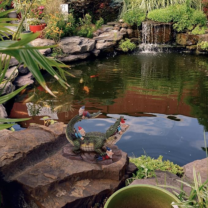 Gator Gnome: Whimsical Garden Figurine - Unique Home & Outdoor Decor