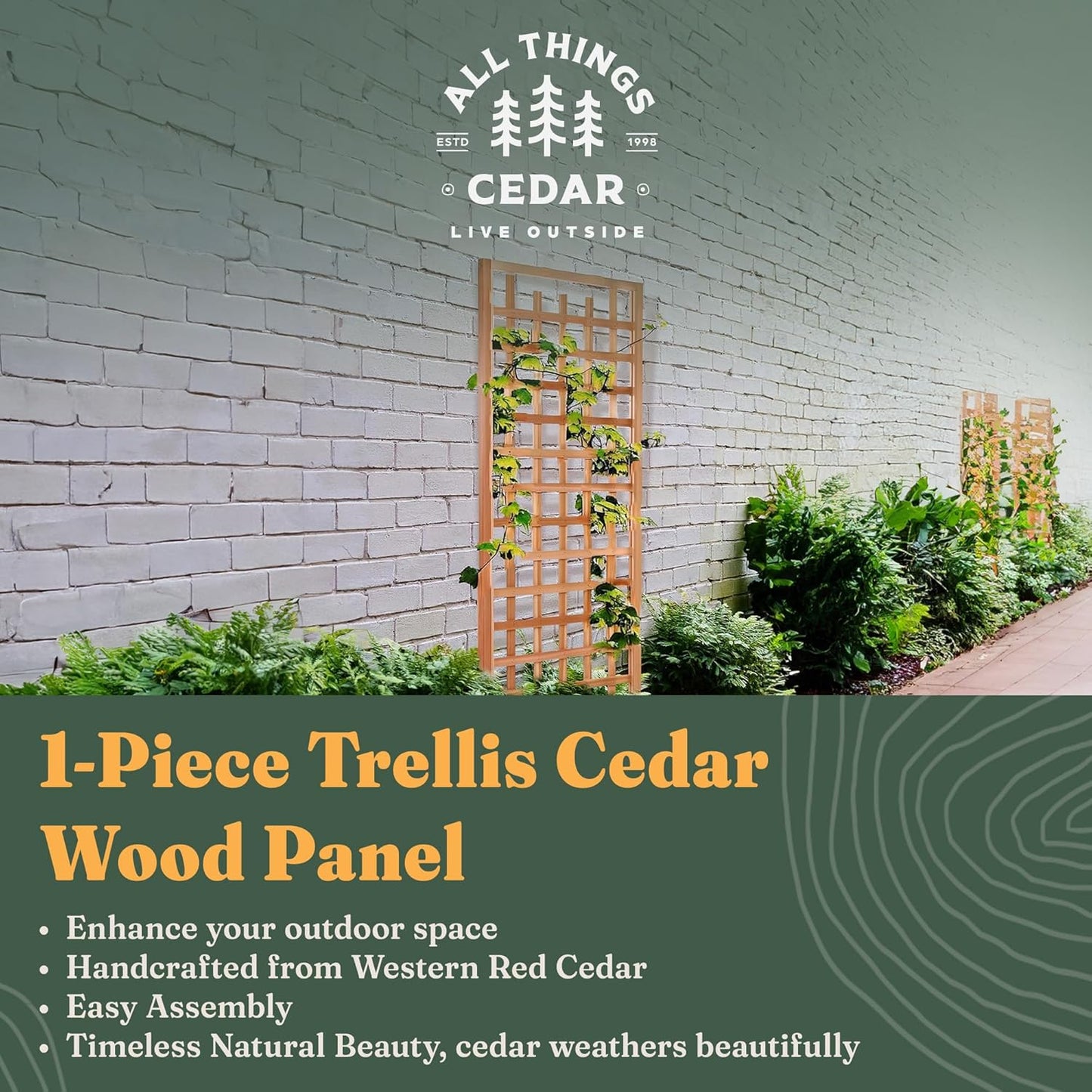 All Things Cedar 33" x 84" Outdoor Single Trellis Handcrafted for Climbing Plants