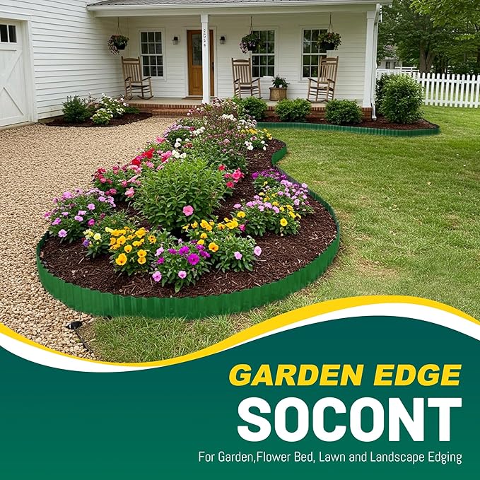 Corrugated Metal Garden Edging, 6"×40Ft Durable Landscape Border for Garden, Lawn, Flower Beds and Paver Edging (Green)