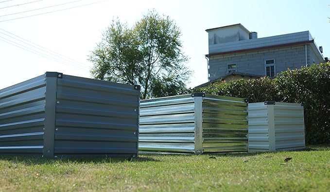 MGNO 2pcs 10x3x1FT Galvanized Raised Garden Bed-Outdoor Planter Box for Vegetables-Metal Garden Bed,Rectangle Planting Box for Herb,Flower