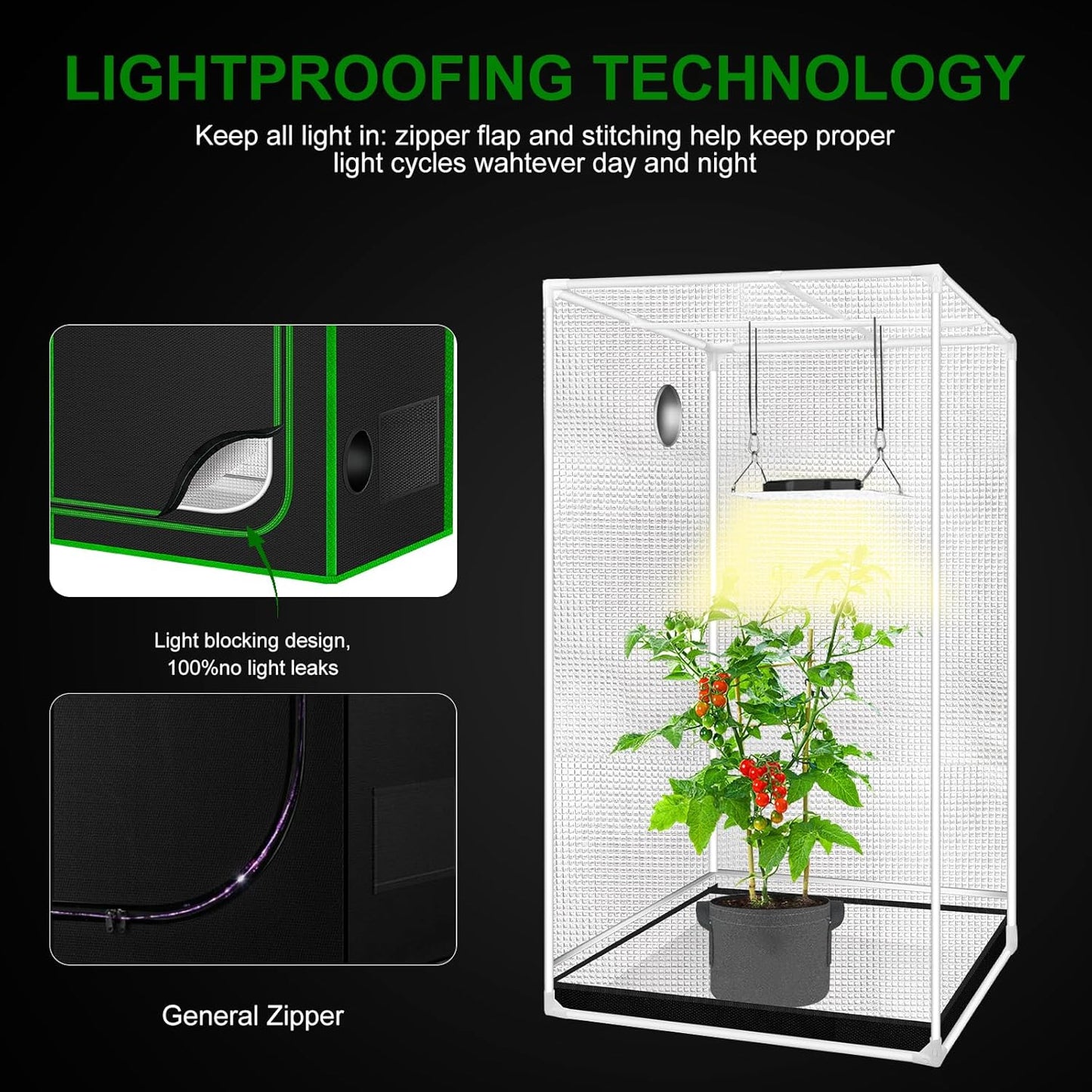 MELONFARM Small Grow Tent for Aerogarden，18”x18”x48” ，Hydroponics Growing System ，Highly Reflective 600D Diamond Mylar Canvas with Ventilation window and Floor Tray for Hydroponic Indoor Plant Growing