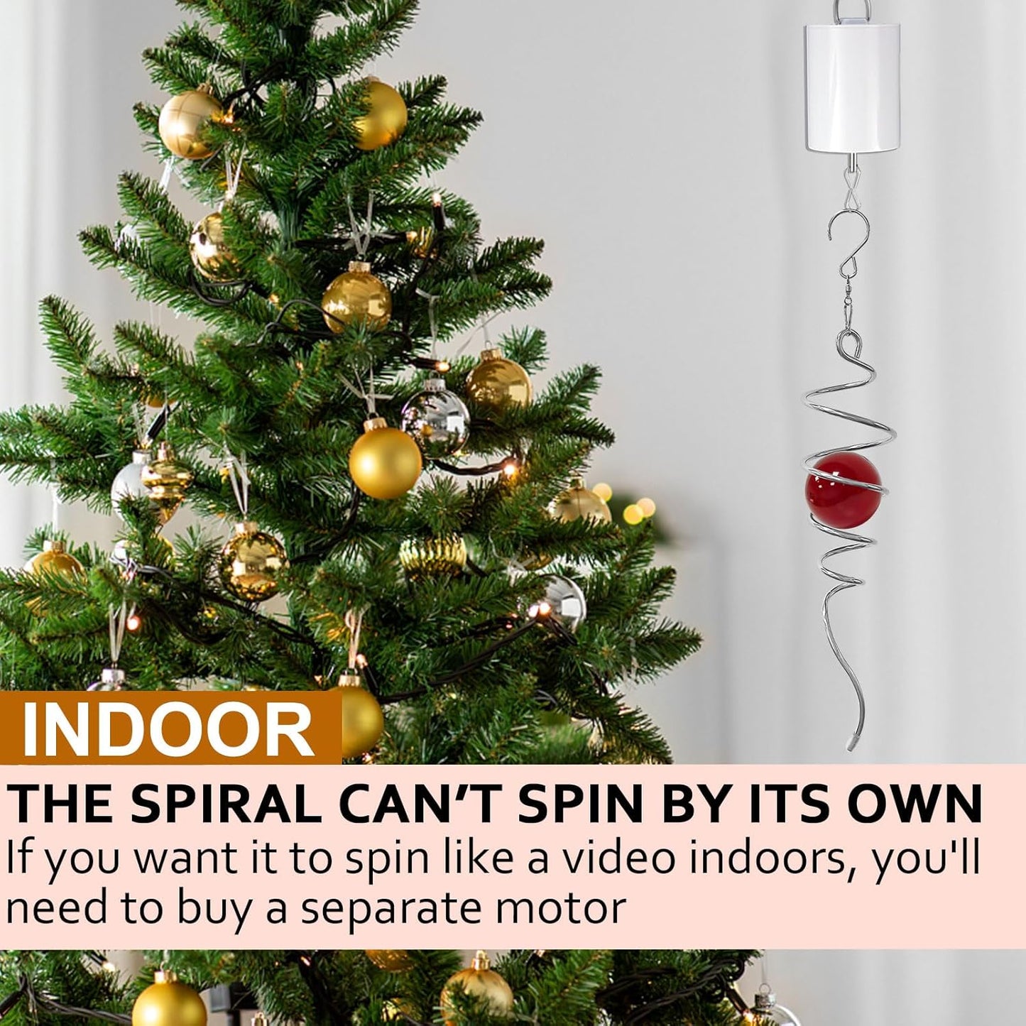 Wind Spinner Tail with Red Glass Orb,Wind Spinners Stabilizer Gazing Ball Spiral Tail,Decorative Wind Spinner Spiral Sun Catcher,Indoor Outdoor Hanging Rotating Garden Decoration-13 in