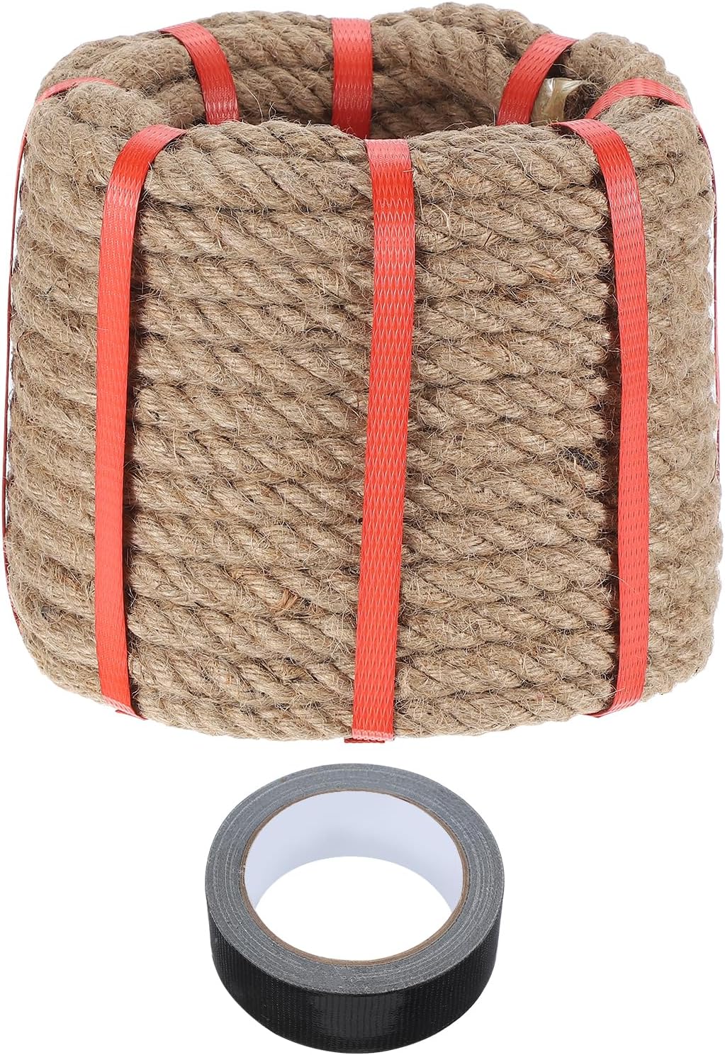 MECCANIXITY Jute Rope 0.5 Inch x 59ft, Thick Twine Rope Ropes Braided Jute Twine Natural Brown Burlap Cord String Heavy Twisted with Tape for Decorative Crafts Railing Swing Tug of War