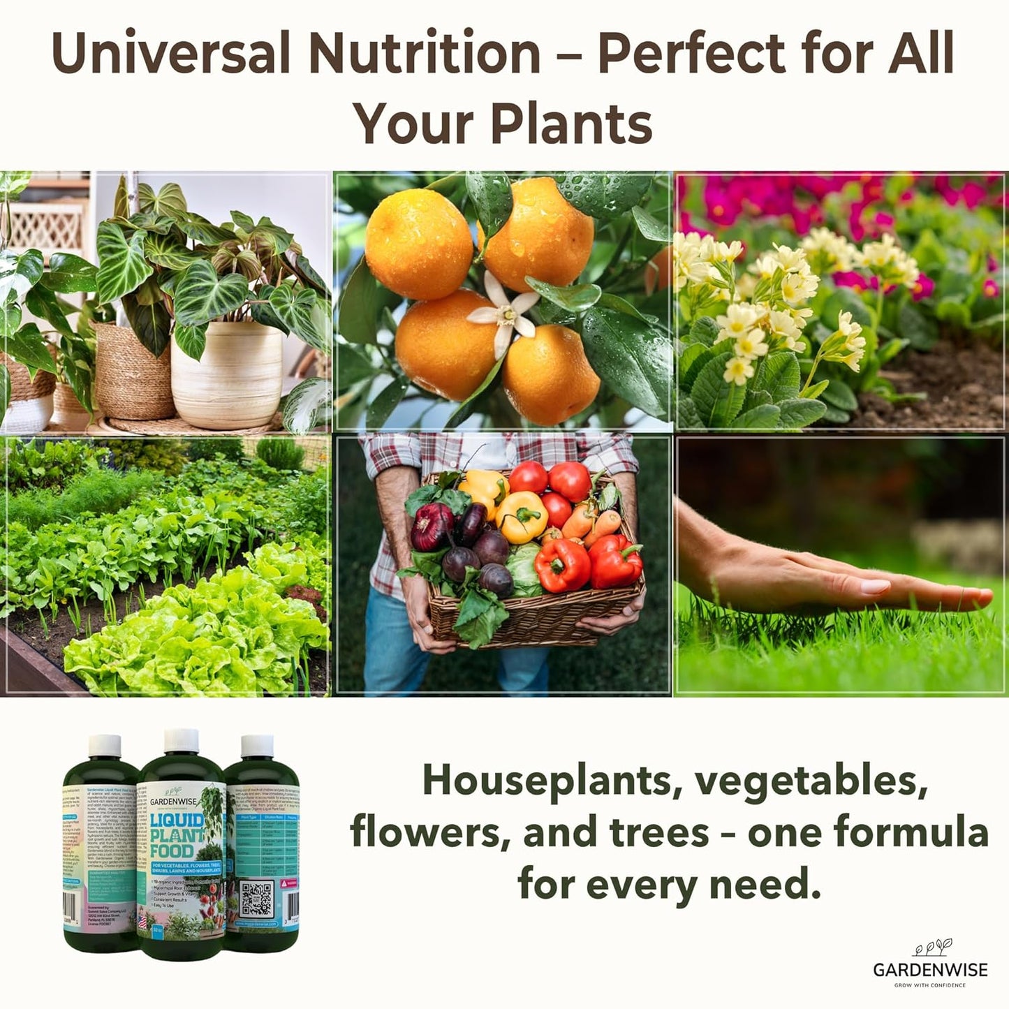 Organic Liquid Plant Food for Indoor Houseplants – All Purpose Fertilizer for Potted Plants, Vegetables, Succulents, Orchids, Roses – Miracle Growth with Mycorrhizae (8 oz)