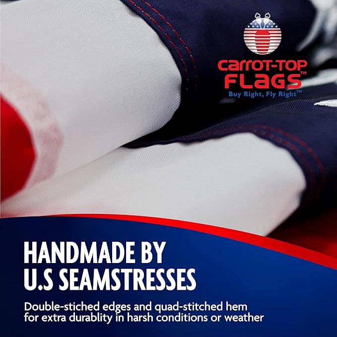 Carrot-Top Beacon Nylon American Flag for Outside & Inside 4x6 - US Flag, Outdoor, United States, Made in USA, Heavy Duty Flag with Brass Grommets