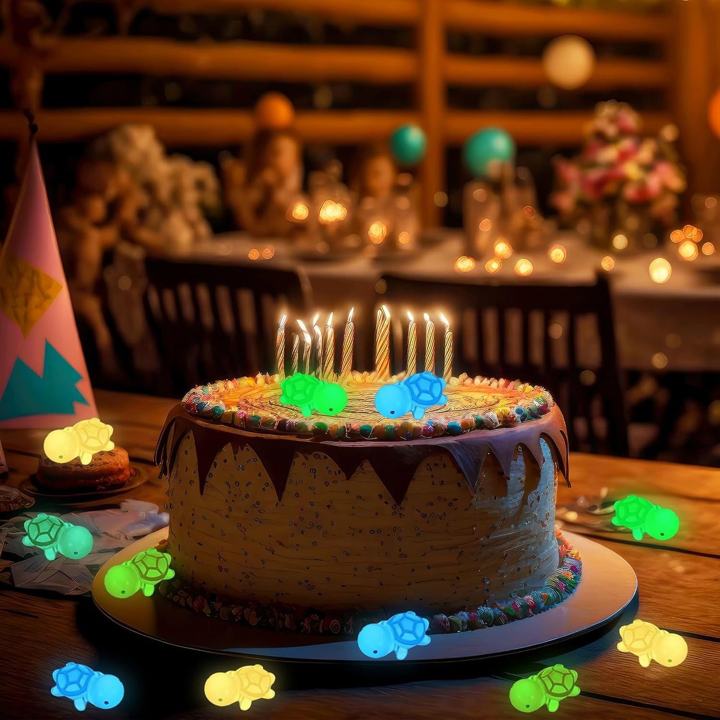 Luminous Mini Turtle Figurines - Glow in The Dark, 50 PCS, 6 Colors, Miniature Moss Landscape Decoration