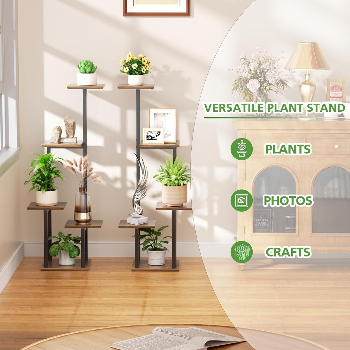 Plant Stand Indoor with Grow Light - 2 Pack Metal Plant Shelf for Indoor Plants Multiple, 5 Tiered Corner Plant Stand Shelves, Plant Rack Display Flower Holder for Living Room Patio Balcony Décor