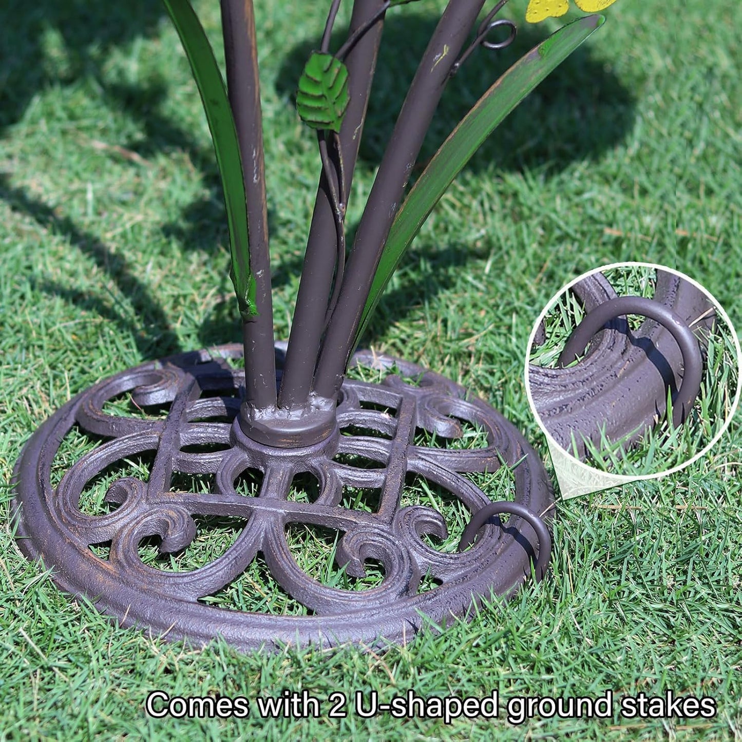 38" H Birdbaths for Outdoors,Metal Bird Feeder and Bird Houses for Outside,3-in-1,Garden Yard Decor